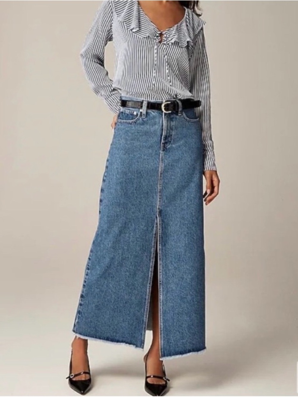 J. Crew Light Blue Denim Skirt with Front Seam